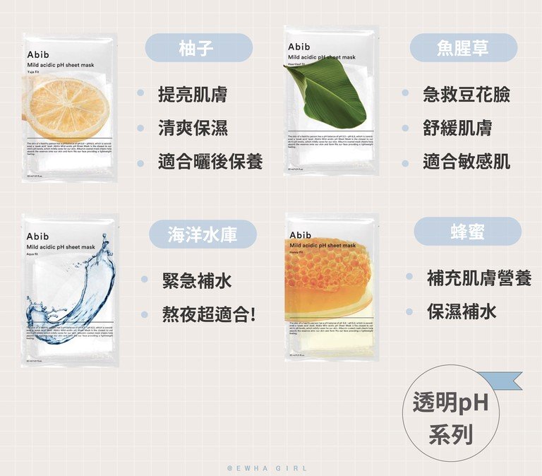 Abib pH 弱酸面膜 水庫補水面膜 魚腥草面膜 